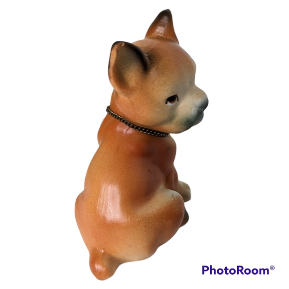 Vintage Tilso Hand Painted Boxer Dog Ceramic Art Brown & White Decor - Picture 4 of 12